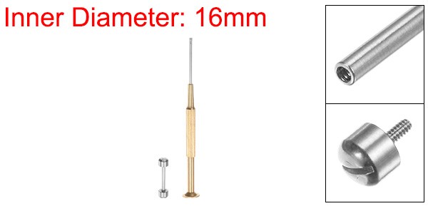 2 in 1 16mm Watch Screw Tube Rod with 2mm Slotted Screwdriver, Silver Tone