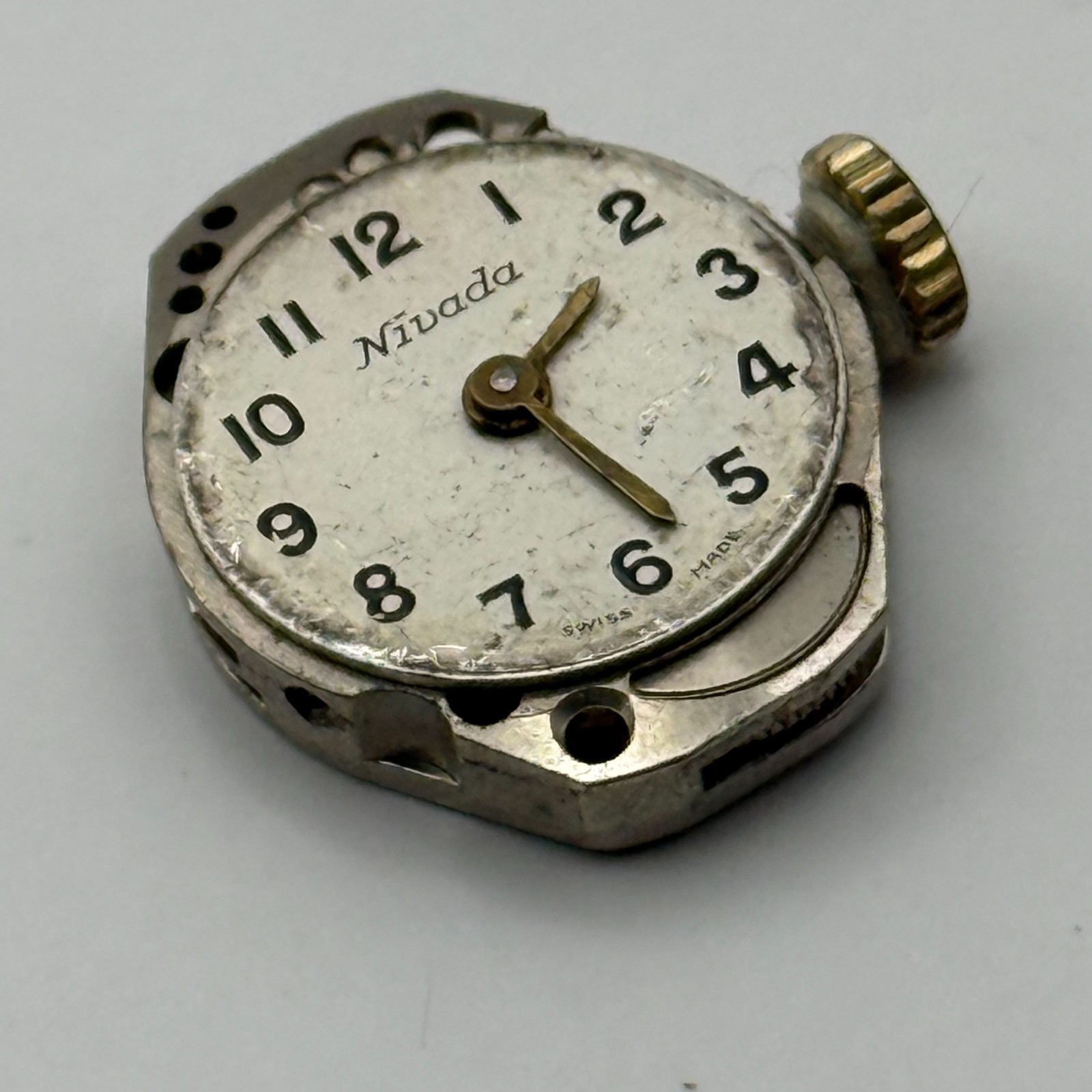 FHF 69-21 Watch Movement Nivada Swiss 17 Jewels Manual Wind Parts Repair 15.3mm