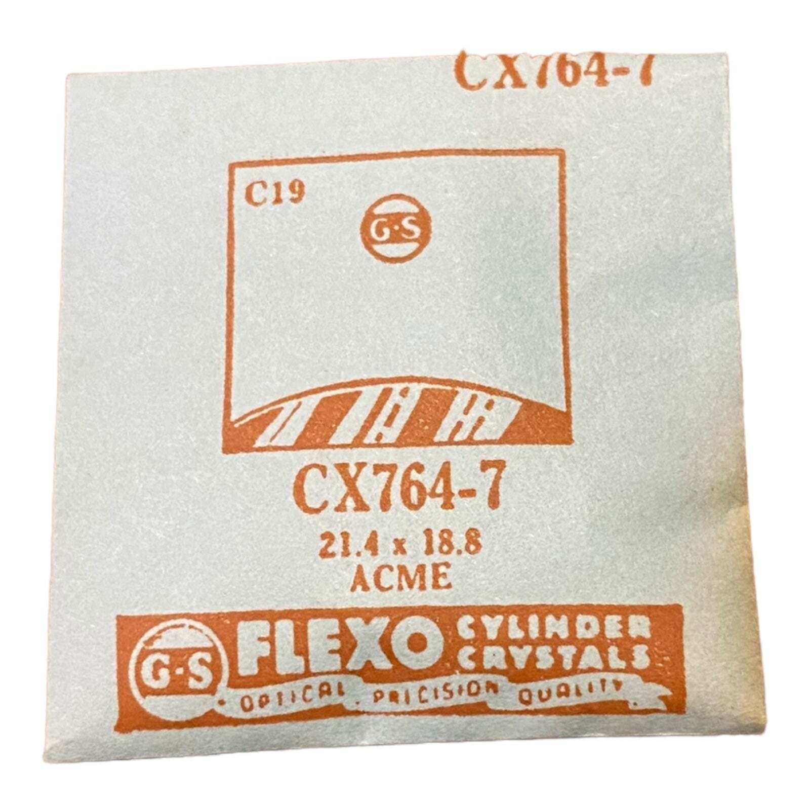 Germanow-Simon Mach (GS) CX764-7 Watch Crystal 21.4×18.8 NOS Part Flexo ACME