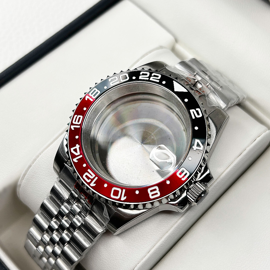 40mm Brushed 20ATM Watch Case Red Bla Coke Bezel Mod For Nh35 Nh36 Nh34 Movement