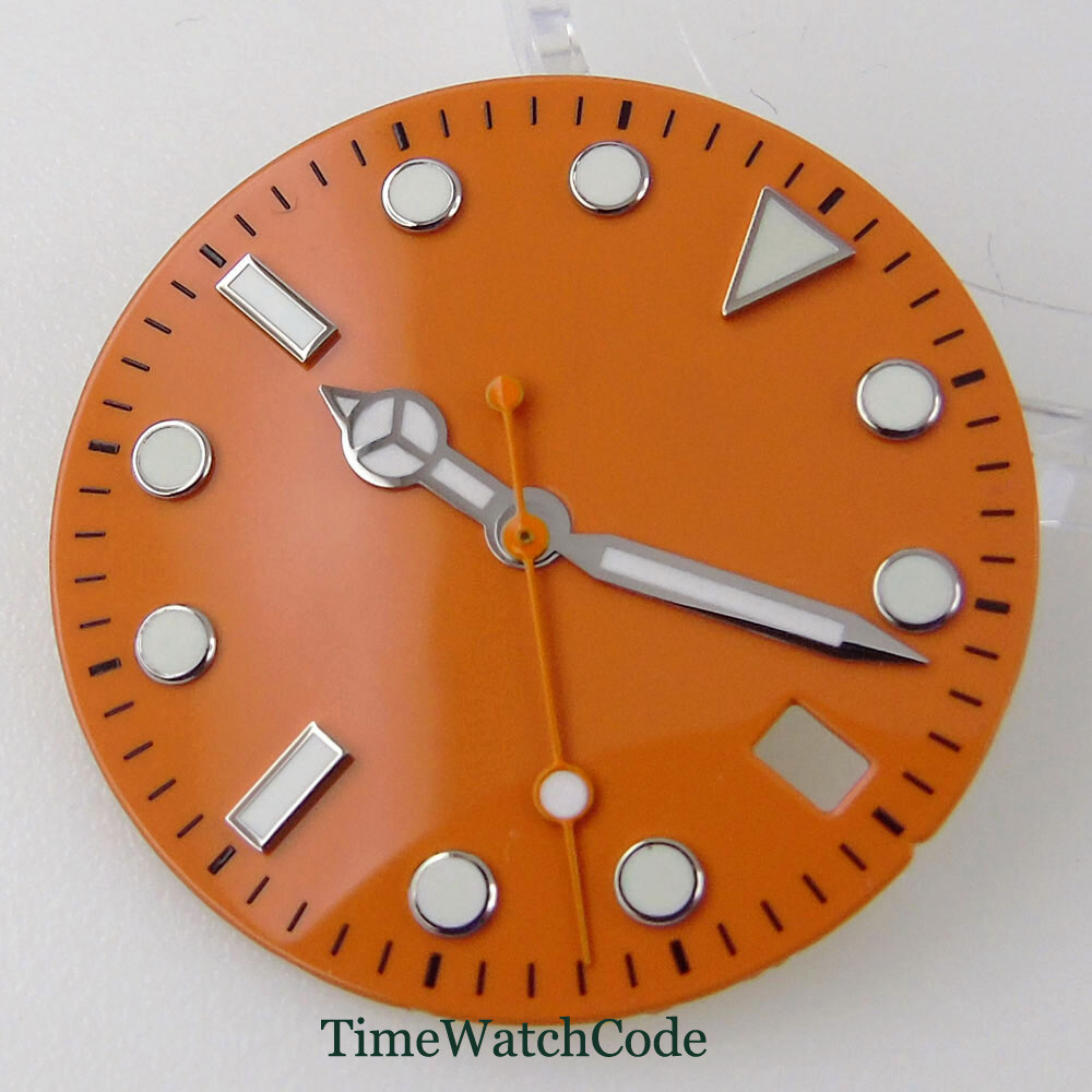 29mm Orange/Blue/Yellow Watch Dial+Hands Fit For NH35 NH35A Date Window Luminous
