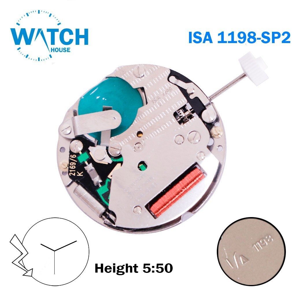 ISA 1198 SP2 Swiss Made Watch Movement, Without Disk, 3 Hands, Height 5.50.