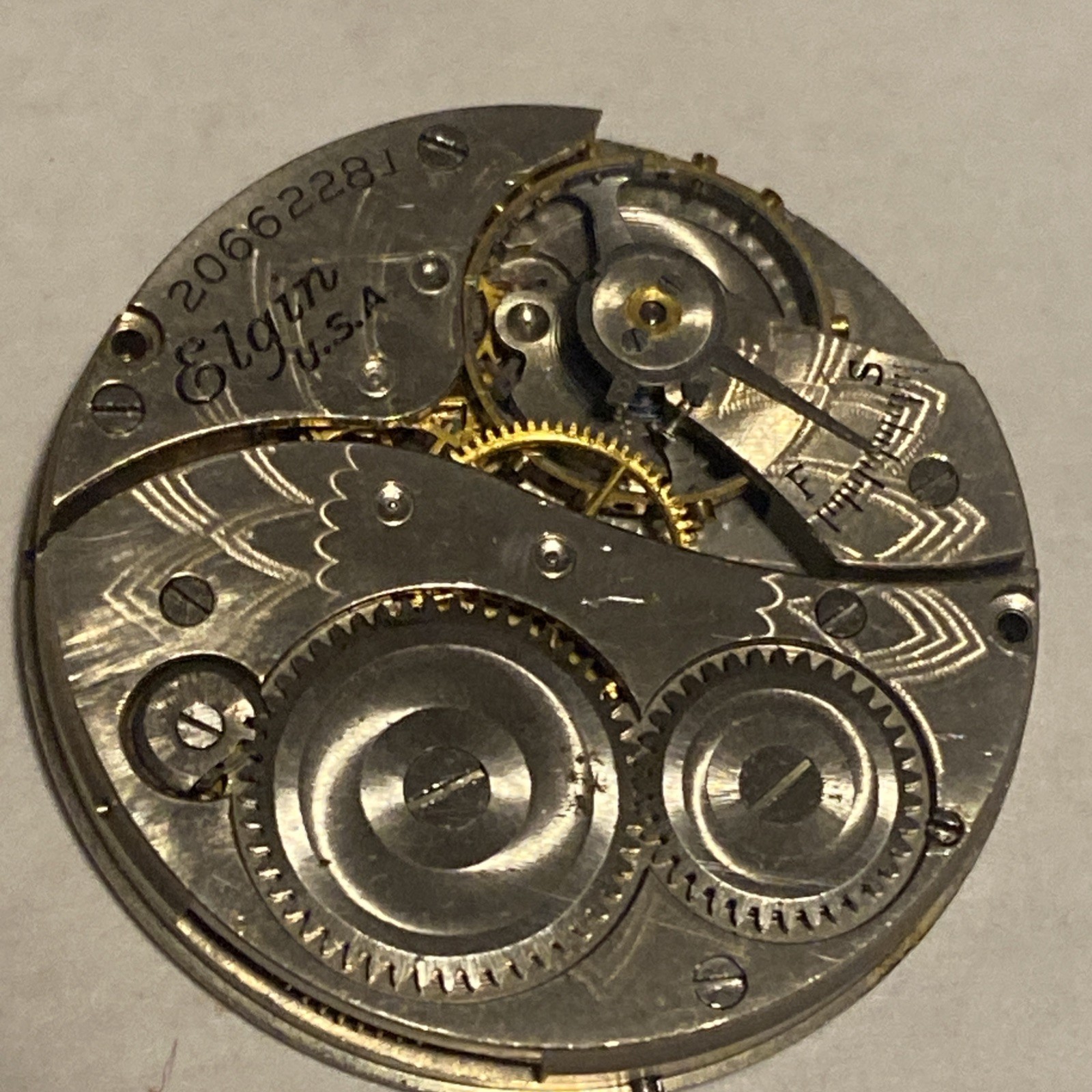 Elgin Pocket Movement 7 Jewel Parts/Repair 6/0 Size Grade 431 Mod. 2 Open Face