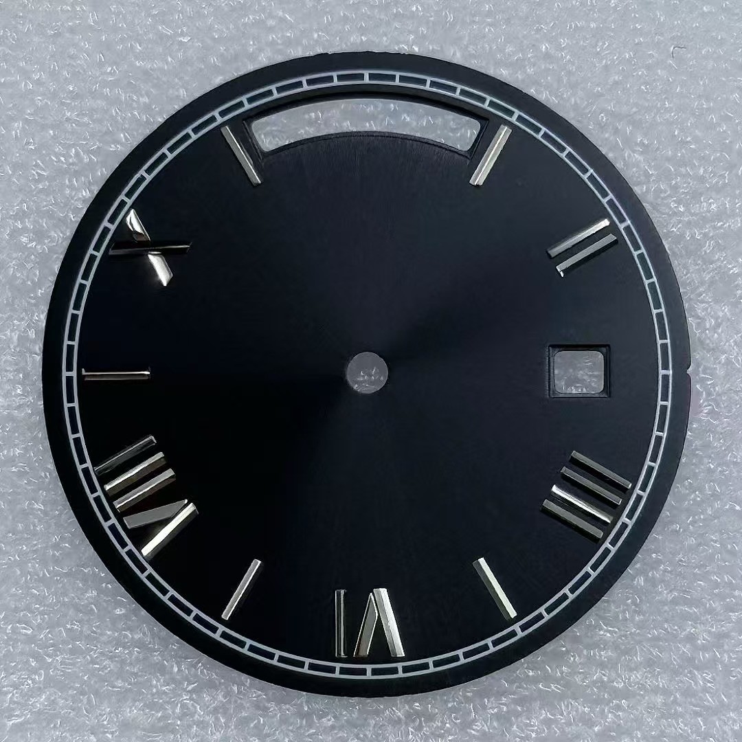 31mm Roman Watch Dial Double Calendar No Luminous Fits 8285 Movement Watch Parts
