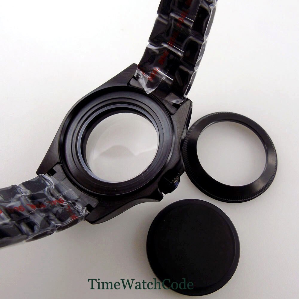 43mm PVD Black Watch Case Fit NH34 NH35 NH36 ETA2824 PT5000 Miyota8215 DG2813