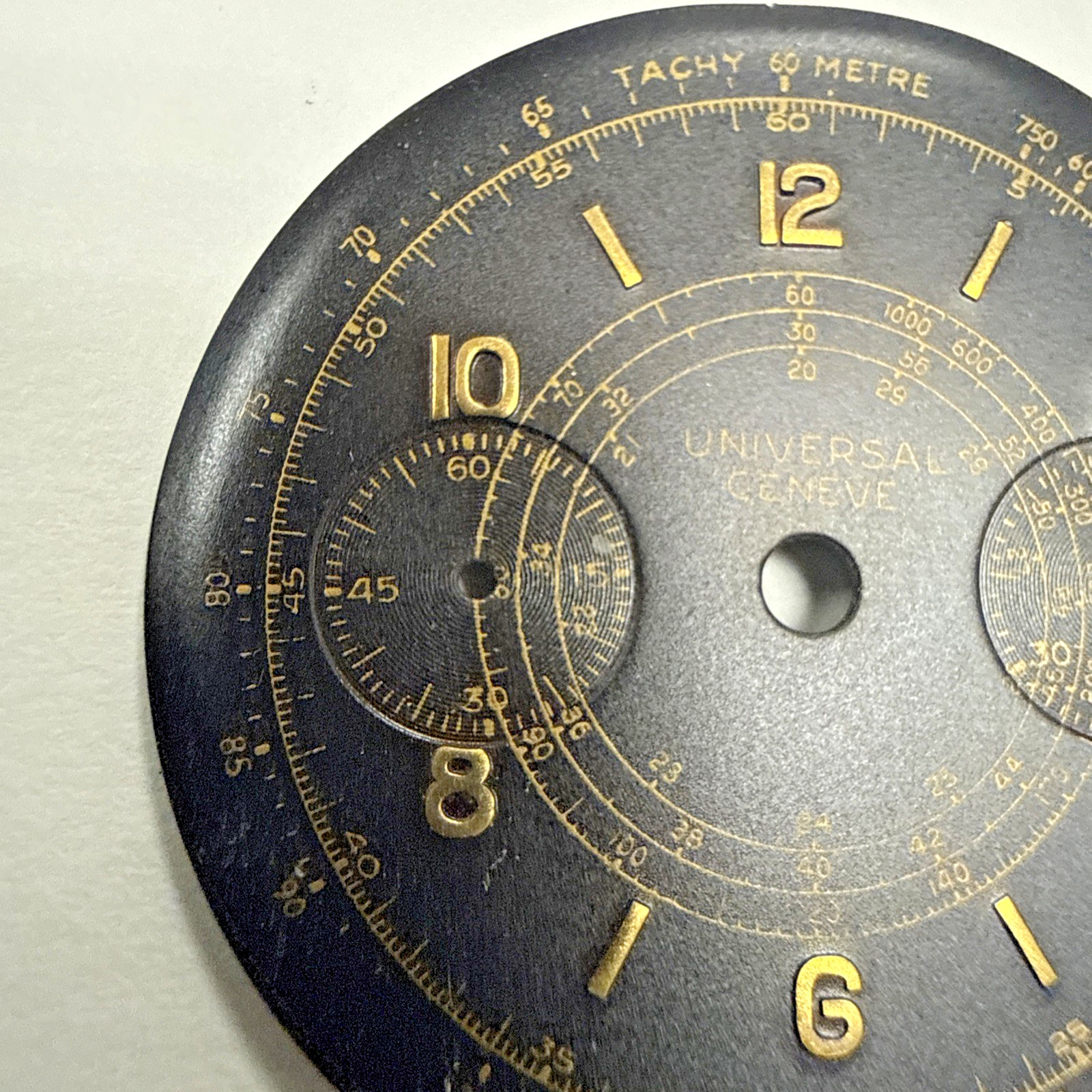 Universal Geneve Vintage Chronograph Black 2 Counter Dial item# e12335