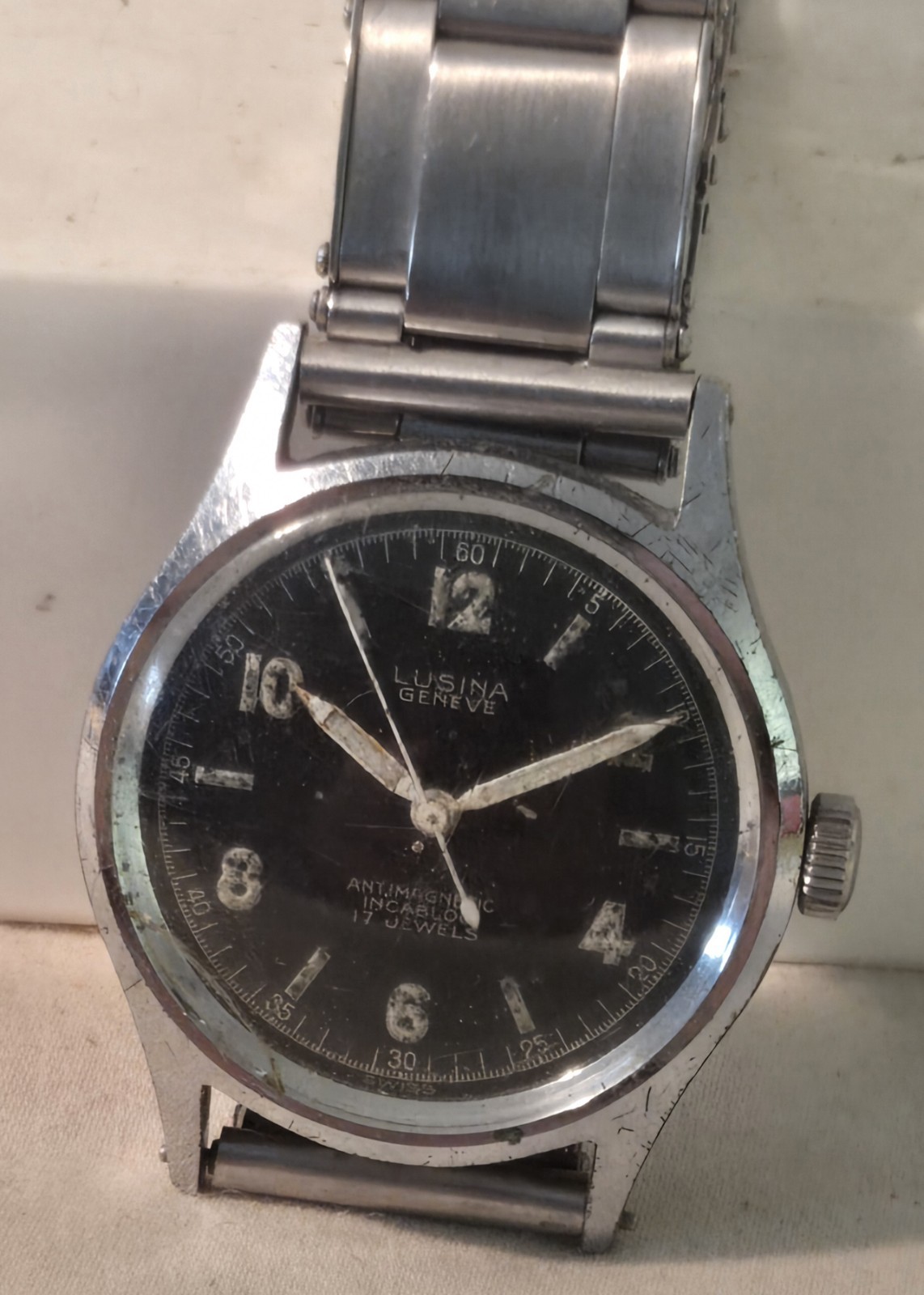Lusina Geneve Wristwatch 17j SS Back peseux Movement 30mm Manual Wind 6102606HS
