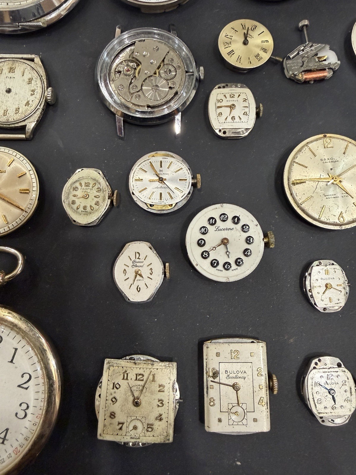 Watch Lot Movements Dials Parts Repair – Bulova Elgin Waltham Accutron