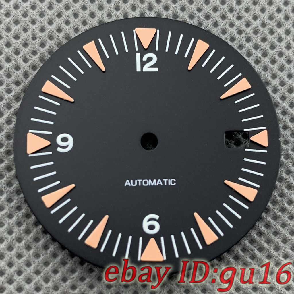 32mm Black Blue Green Sterile Watch Dial Green Luminous Fit NH35 NH35A Movement
