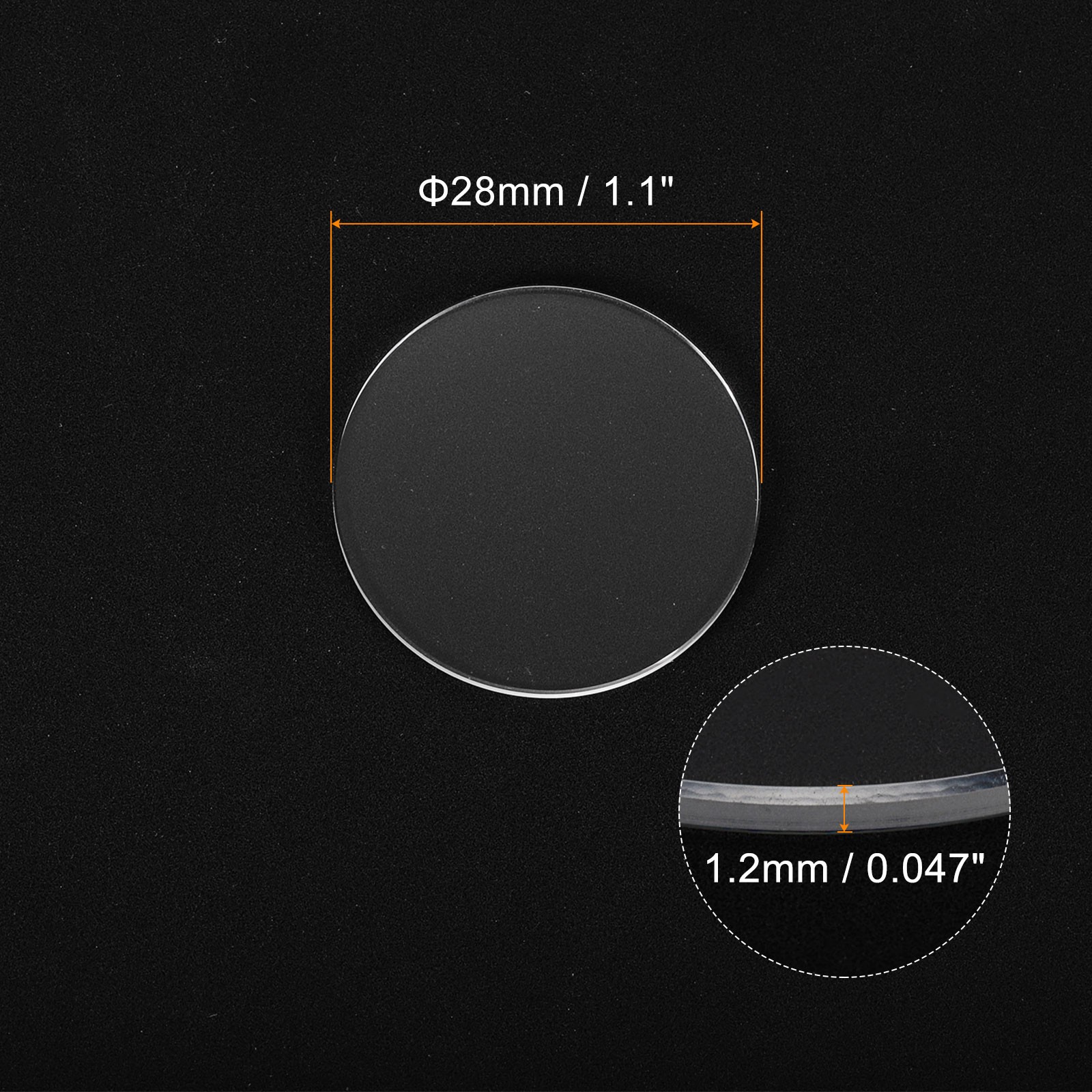 2pcs Watch Crystal Glass Lens 28mm x 1.2mm Beveled Edge Flat Glass Crystals Lens