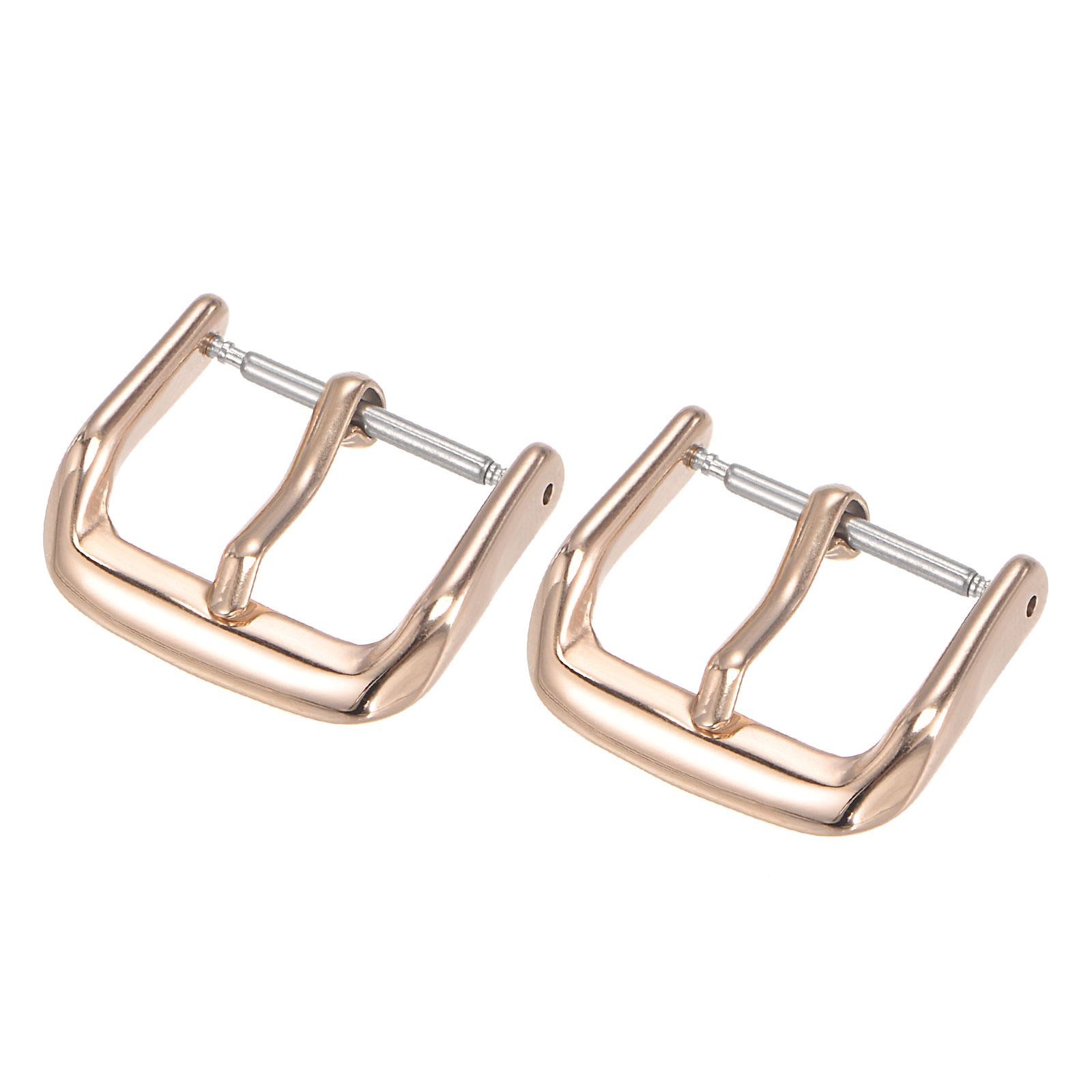 Buckle Strap Watch, 316 Polished Stainless Steel, Rose Gold Tone for 16mm 2pcs