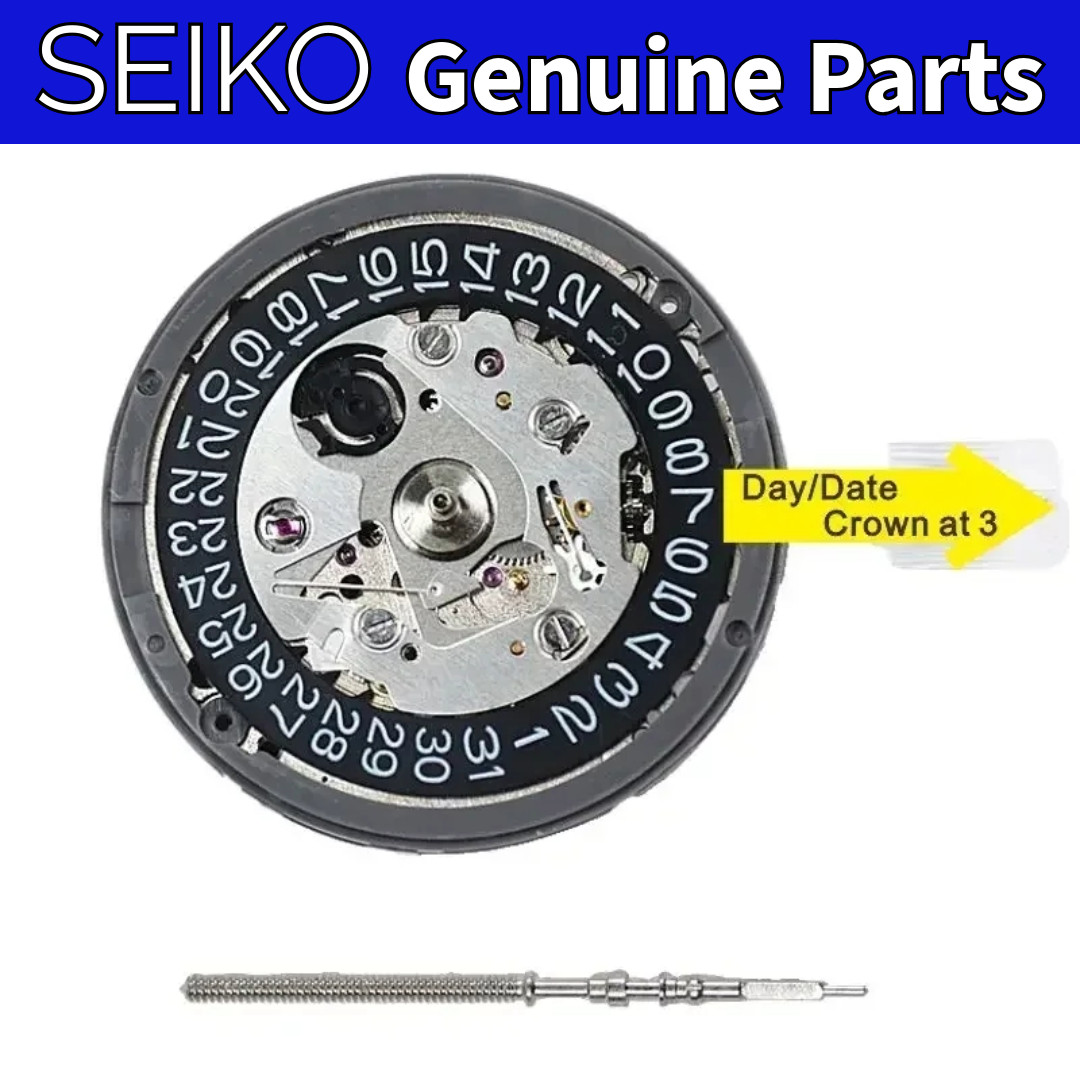 Seiko NH35 NH35A Automatic Watch Movement Date at 3 w/ Black Date Disc (TMI)
