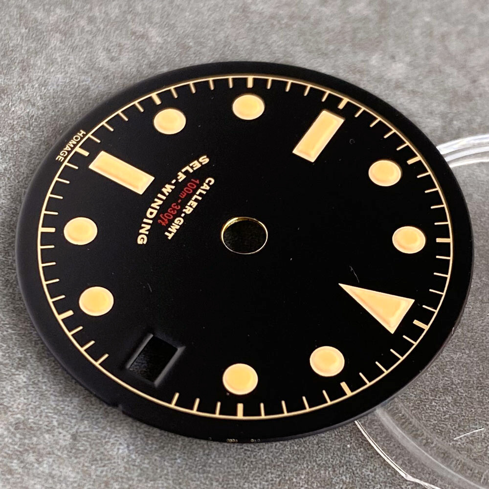 29mm Black White Watch Dial Face Accessories Fit NH34A GMT Automatic Movt Date