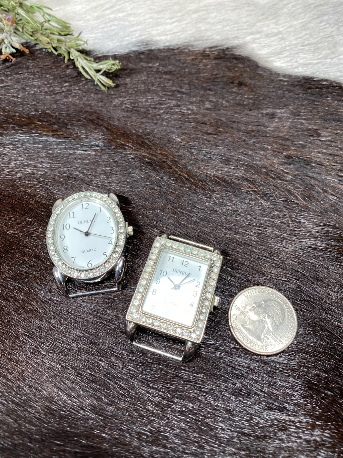 Watch Faces for Beading Ribbon Oval Rectangle Big Surface Battery included 2 pcs