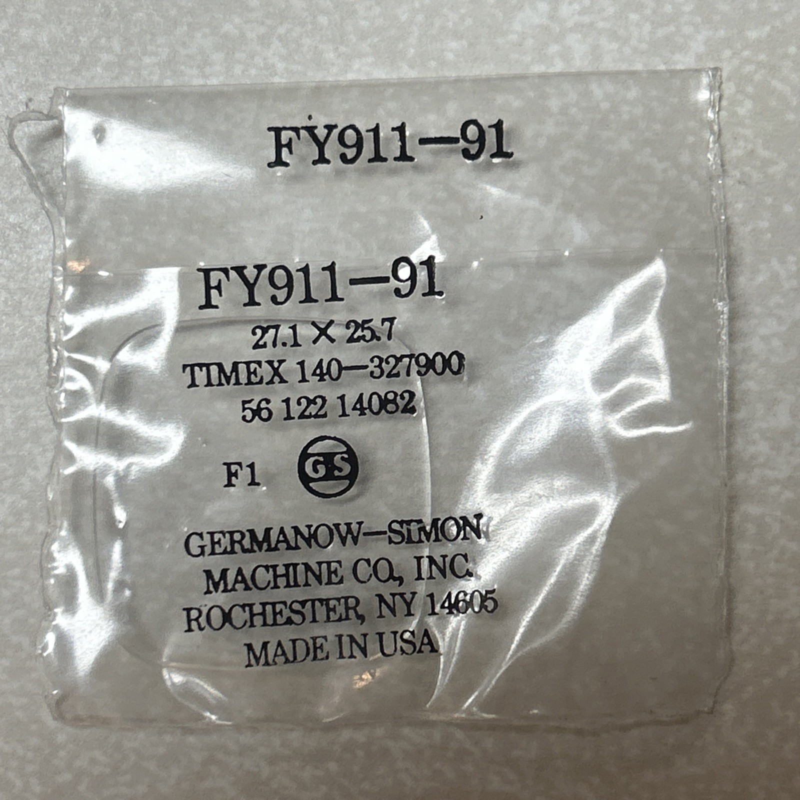 Vintage Germanow-Simon G-S FY911-91 Timex 27.1 X 25.7 Sealed Watch Crystal NOS