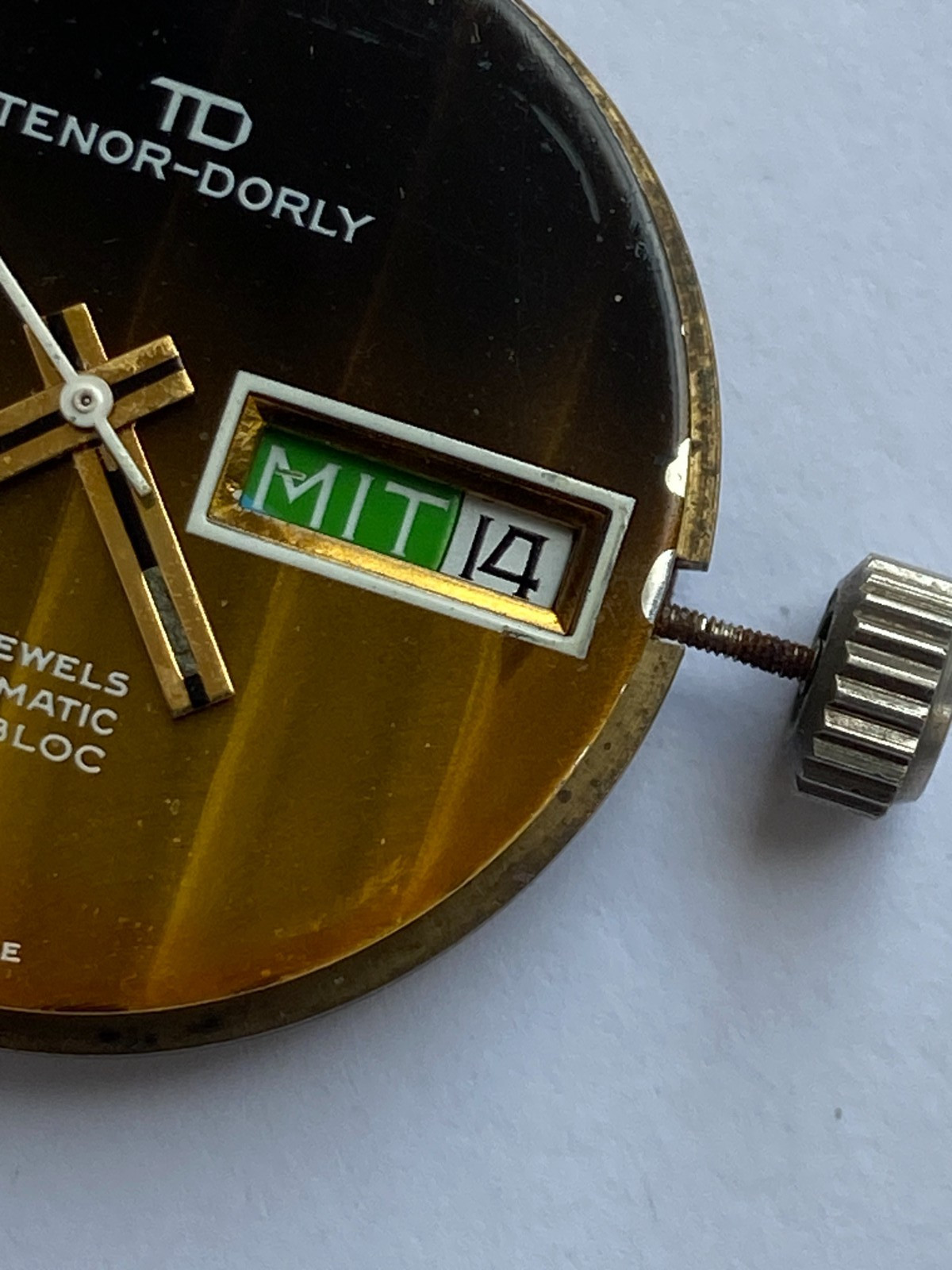 MEN WRIST WATCH FOR PARTS MOVEMENT AUTOMATIC 25 JEWELS TENOR-DORLY CAL. ETA 2789
