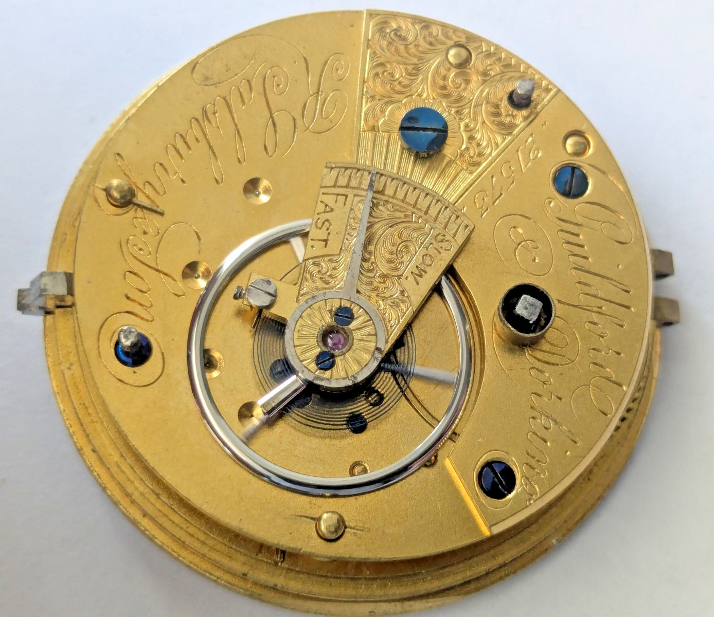 Antique R. Salisbury & Son Guildford English Pocket Watch Movement Clean 43m F15