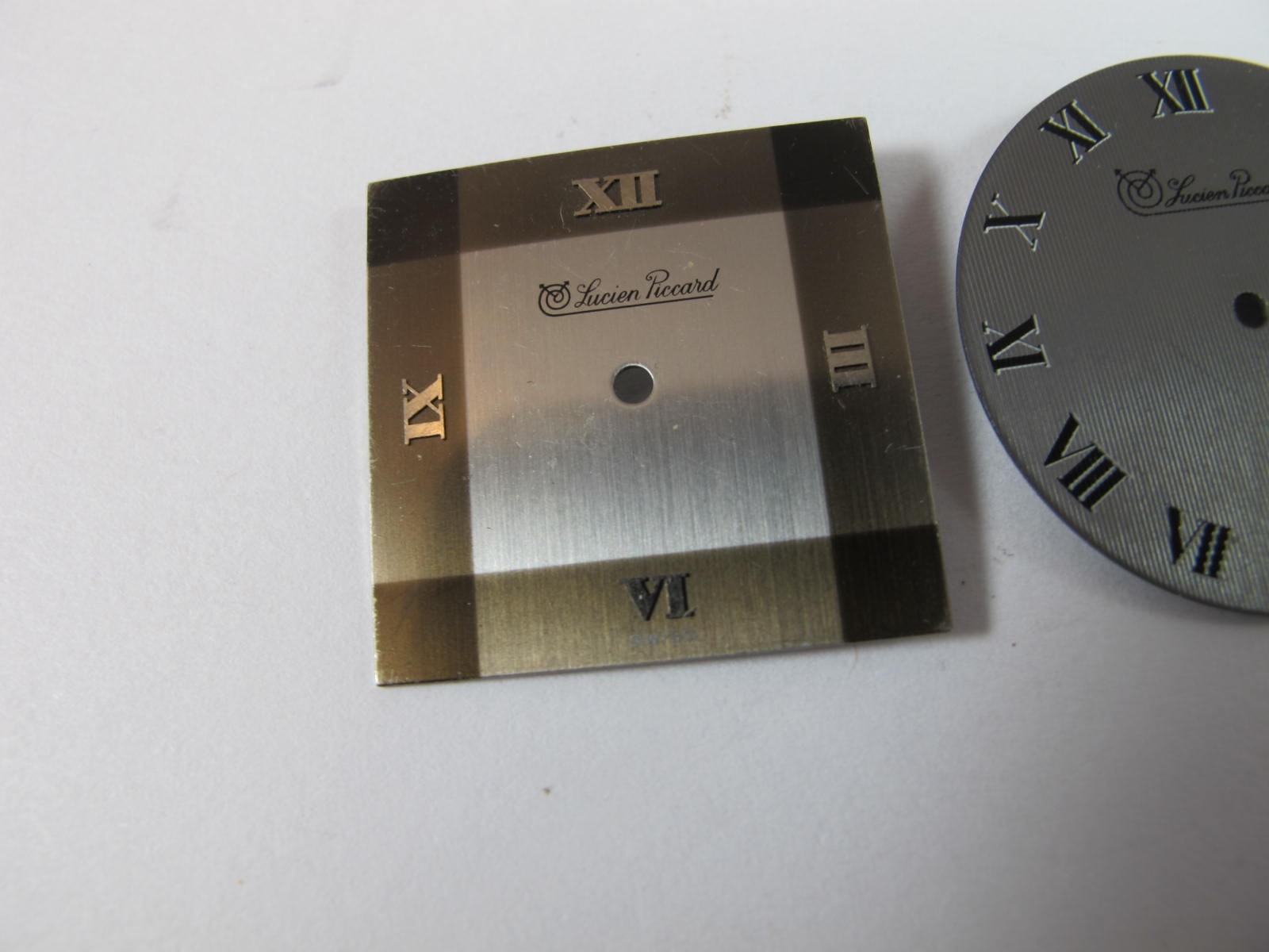 LUCIEN PICARD PAIR OF MENS VINTAGE WATCH DIALS SQUARE AND ROUND
