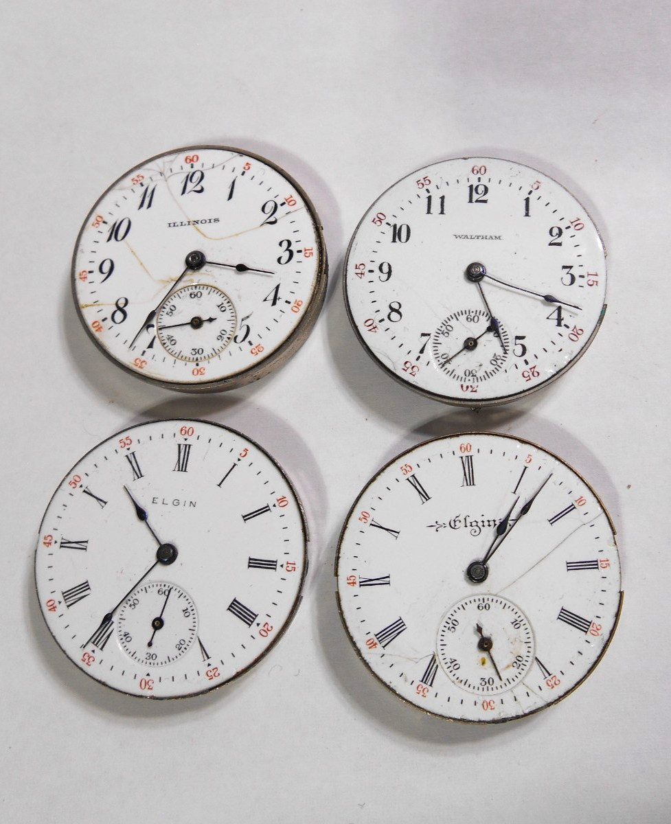 lot of 0s pocket watch movements 4 repair waltham illinois elgin elgin