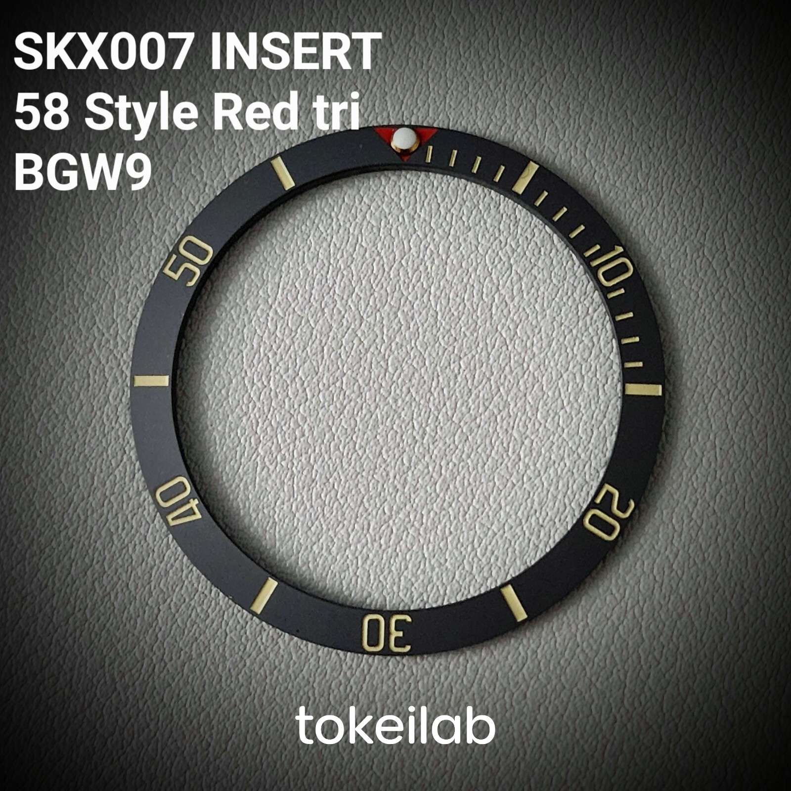 Bezel Insert Black SKX007 Ceramic (58 style) Sloped Red Triangle BGW9 PIP / Matt