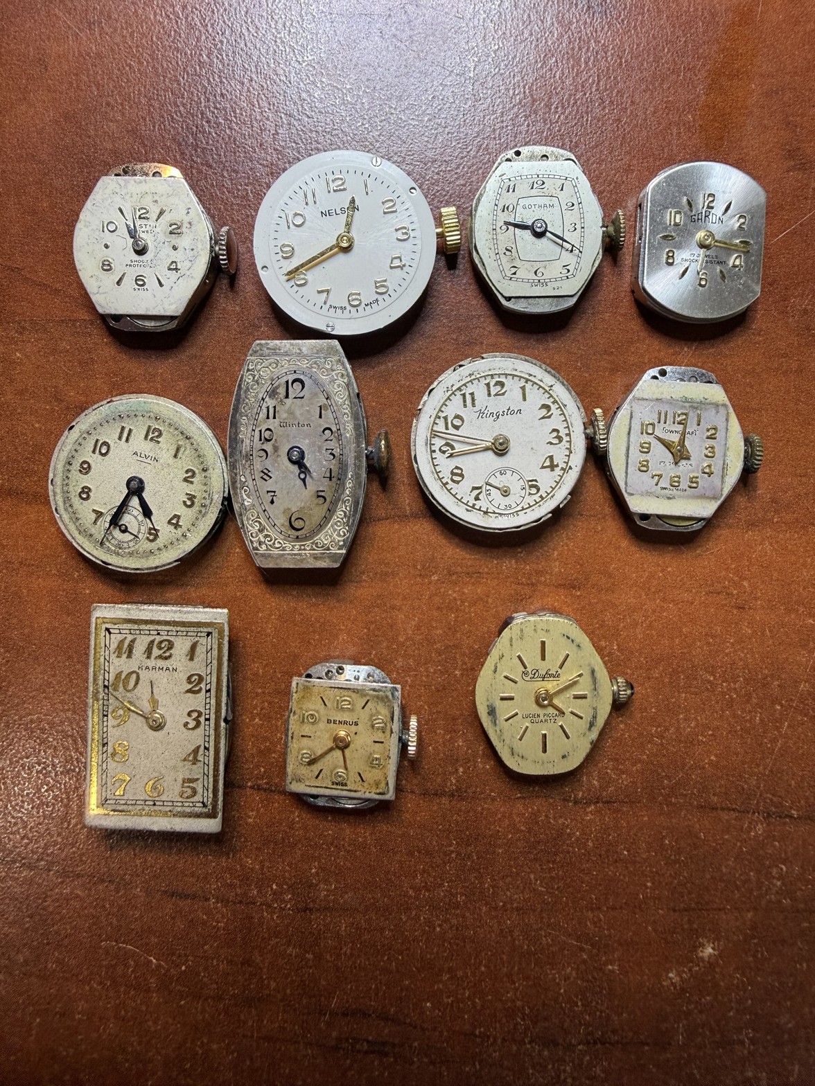 Vintage Ladies Movement Lot of 11 Benrus Gotham Kingston Alvin Not Running