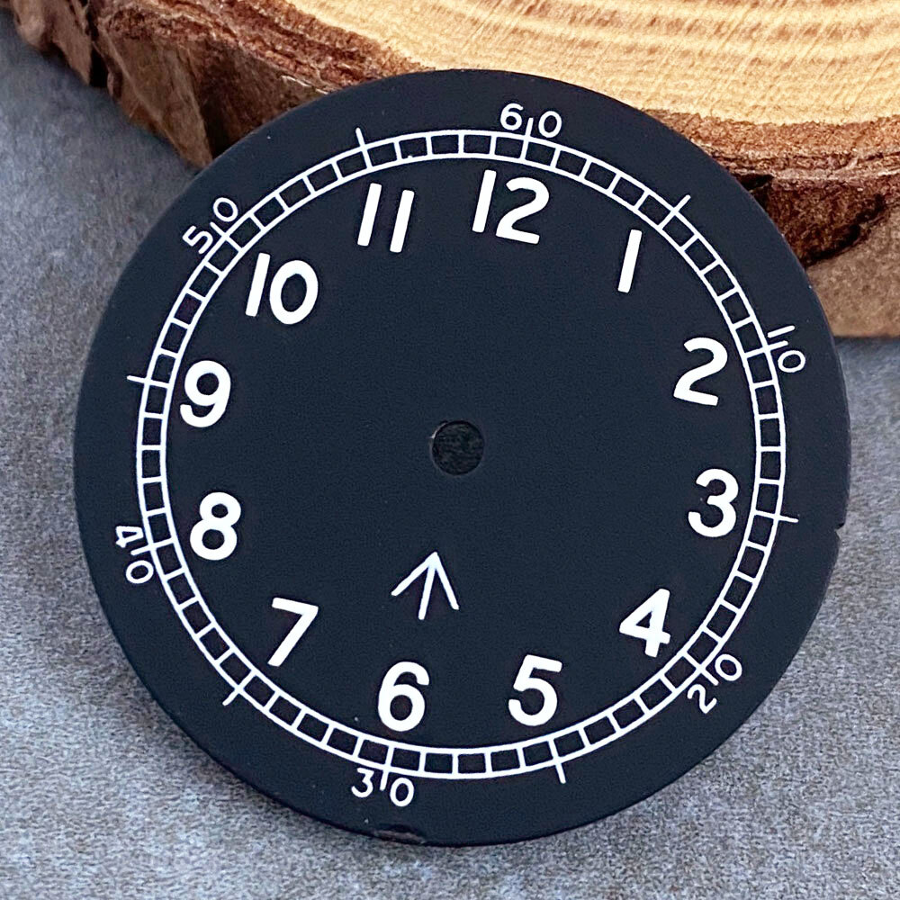 Black White Watch Dial 29mm Lume Mark Yellow Hand Fit NH35 NH36 NH38 Dive Watch