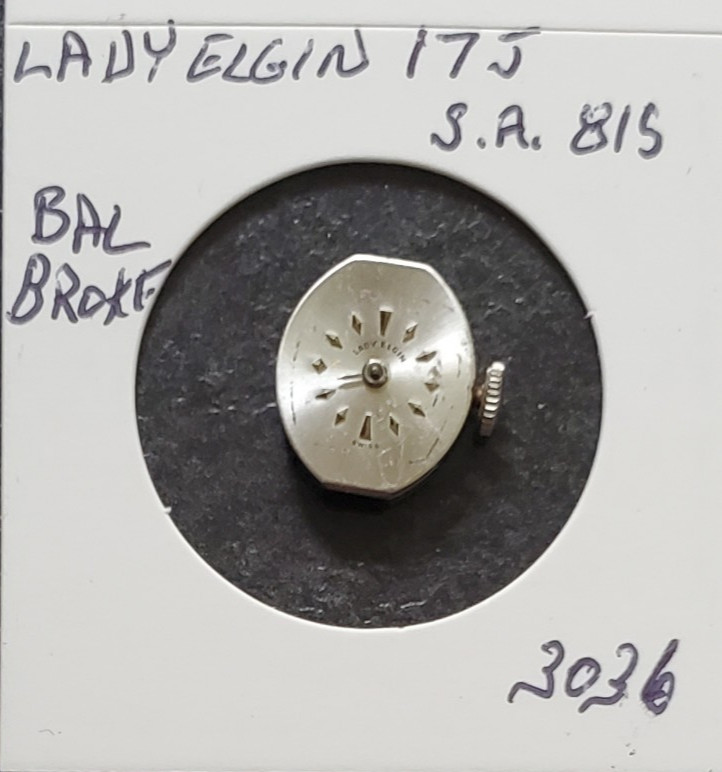 WOMANS LADY ELGIN 17j S A 815 WRIST WATCH MOVEMENT #3036