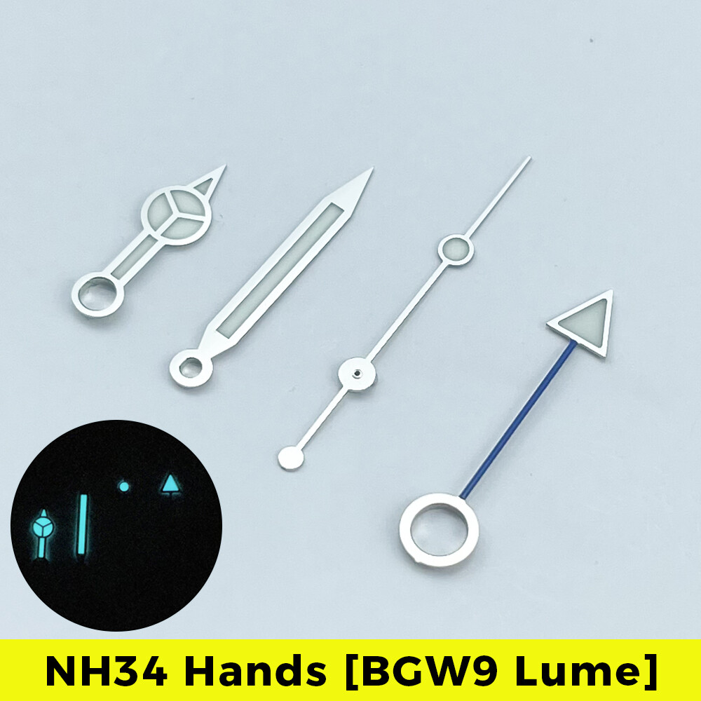 NH34 GMT Hands Set for SKX SSK Mod – Upgraded BGW9 Lume 4-hand Watch Pointers