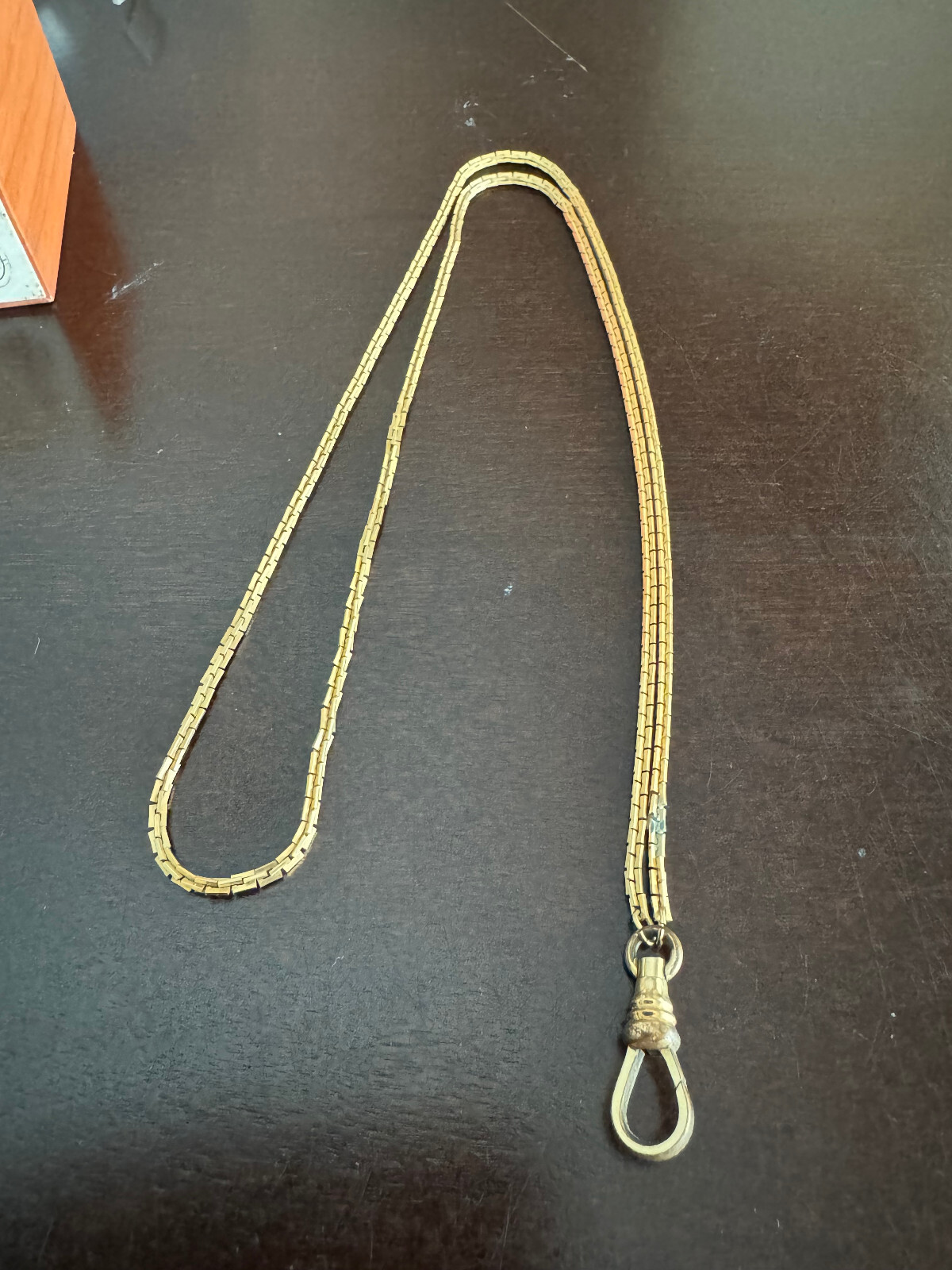 VINTAGE 28 INCH K & S NECKLACE POCKET WATCH CHAIN,YELLOW GOLD FILLED, NICE