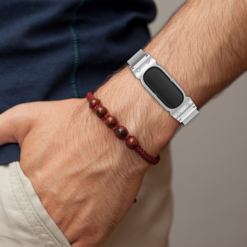 Metal Frame Milanese Metal Strap Stainless Steel Strap for Google Fitbit Air