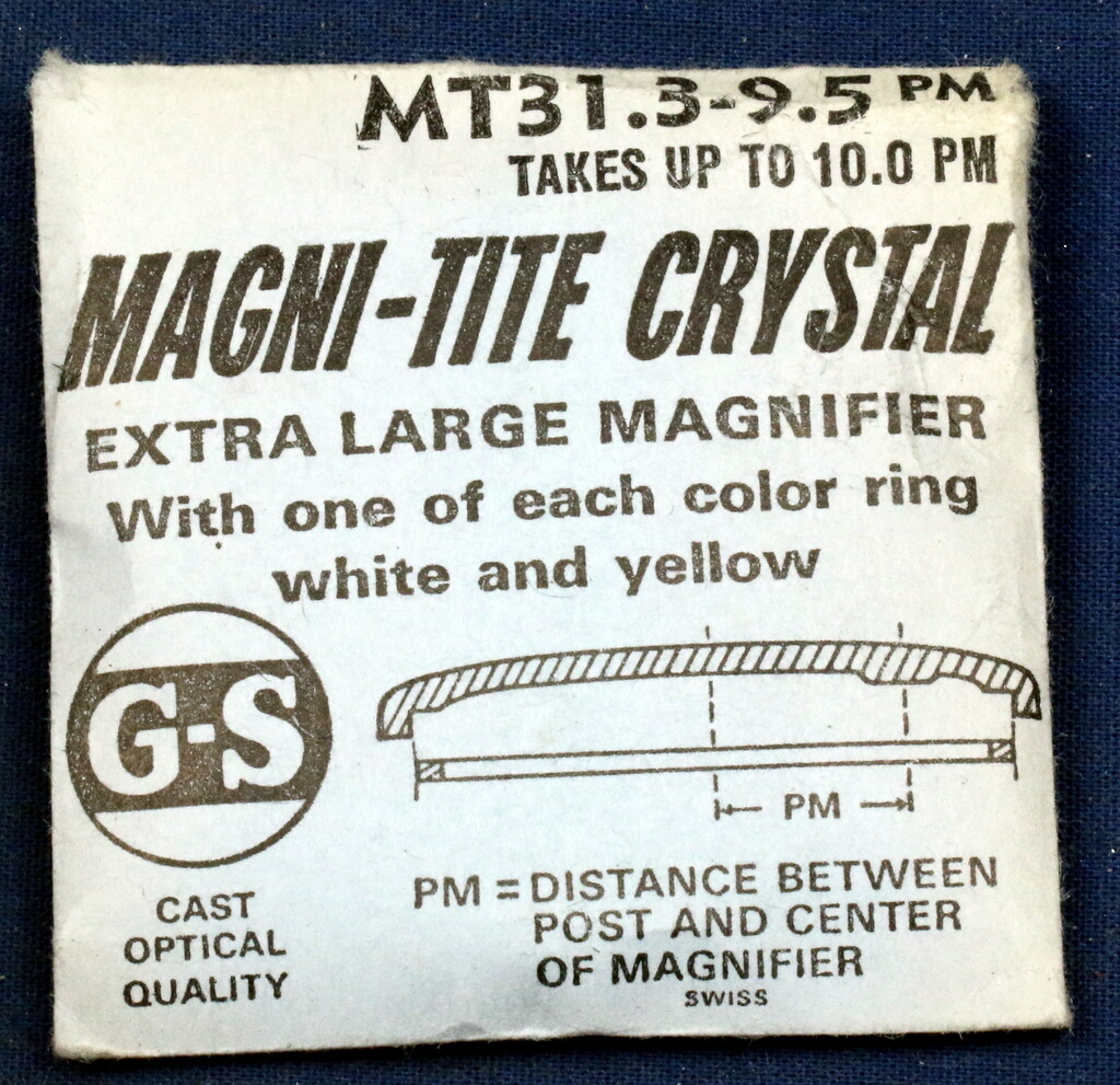 JD2-1. G-S MAGNI-TITE WRIST WATCH CRYSTAL 27.5-30.4mm, LARGE MAGNIFIER FOR DATE