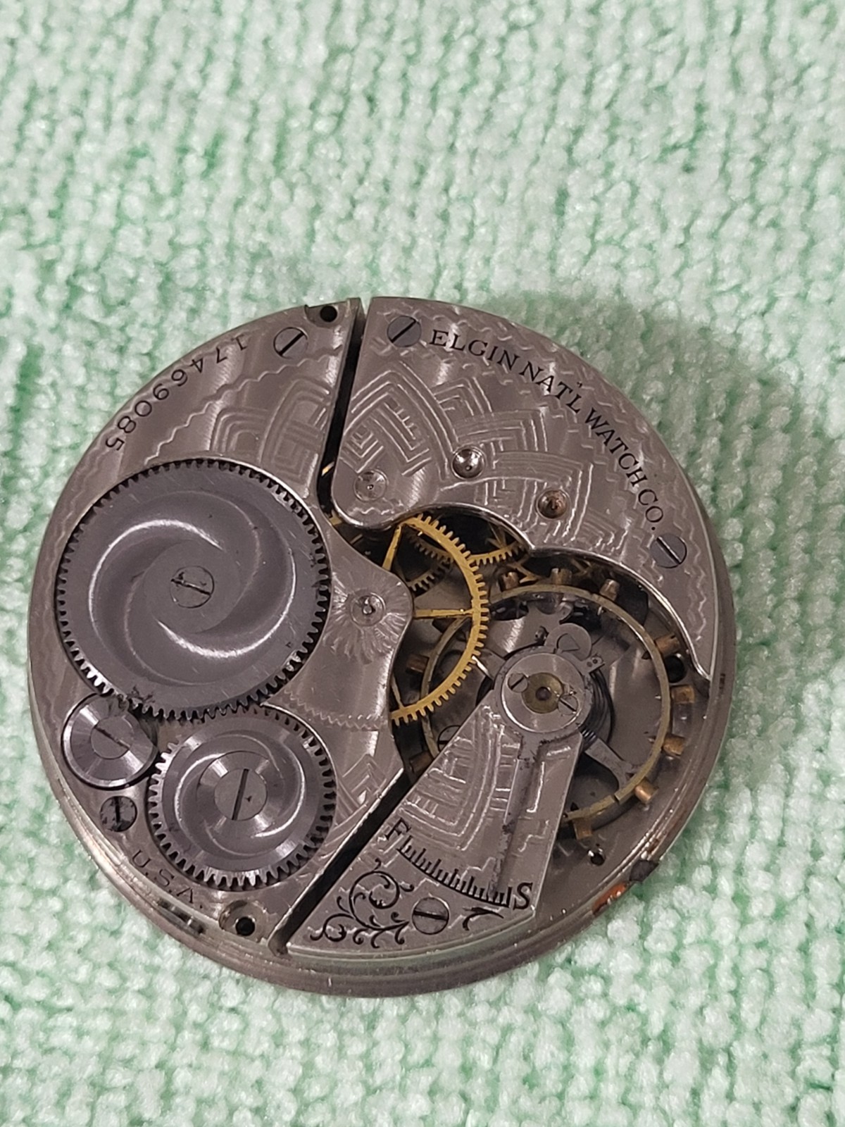 Vintage 1913 Elgin Pocket Watch Movement 12s 7J Grade 303 Spares Repair Steampun