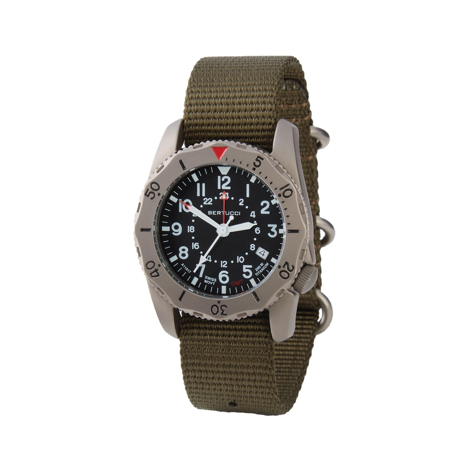 BERTUCCI® 40 mm Titanium Field Watch – A-2TR Field Pro GMT™ – Black d