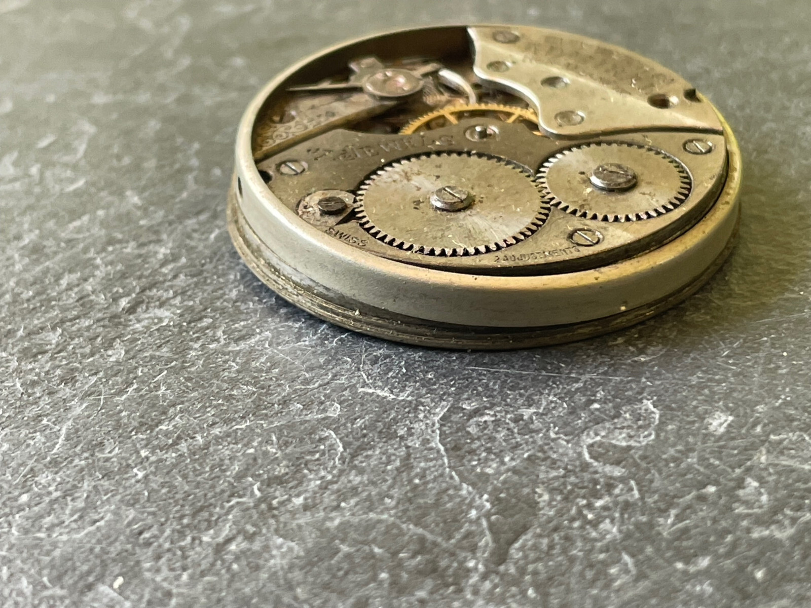 Antique Tacy Watch Co Admiral 7 jewel Swiss pocket Watch Movement PARTS REPAIR