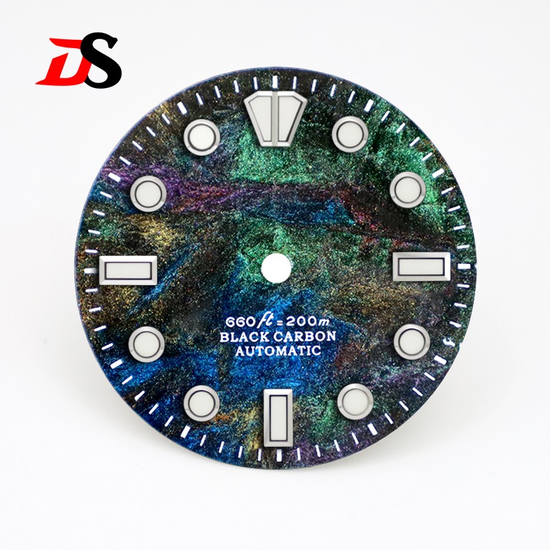 DS 28.5mm Dial Red Lava Carbon Fiber Blue Lume NH35 Support personalized custom