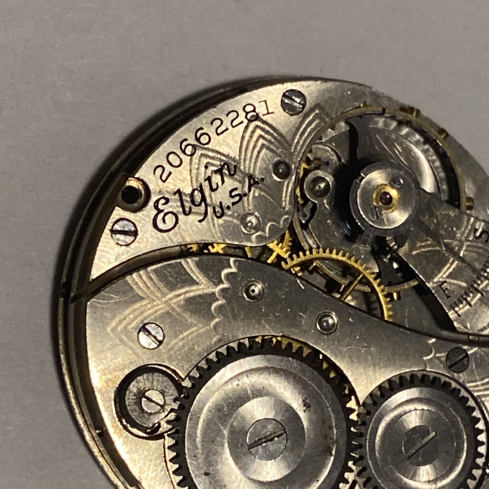 Elgin Pocket Movement 7 Jewel Parts/Repair 6/0 Size Grade 431 Mod. 2 Open Face