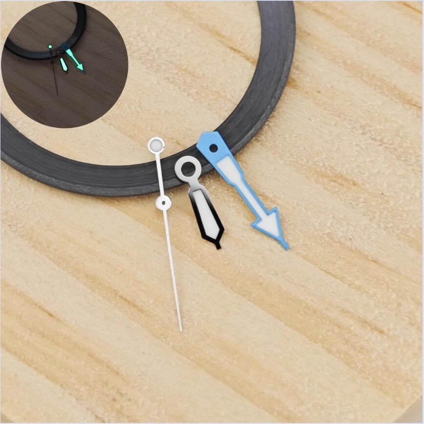 28.5mm NH35 Dial + Hands Gradient Blue 3D Dial Green Lume for NH35/NH36Movement