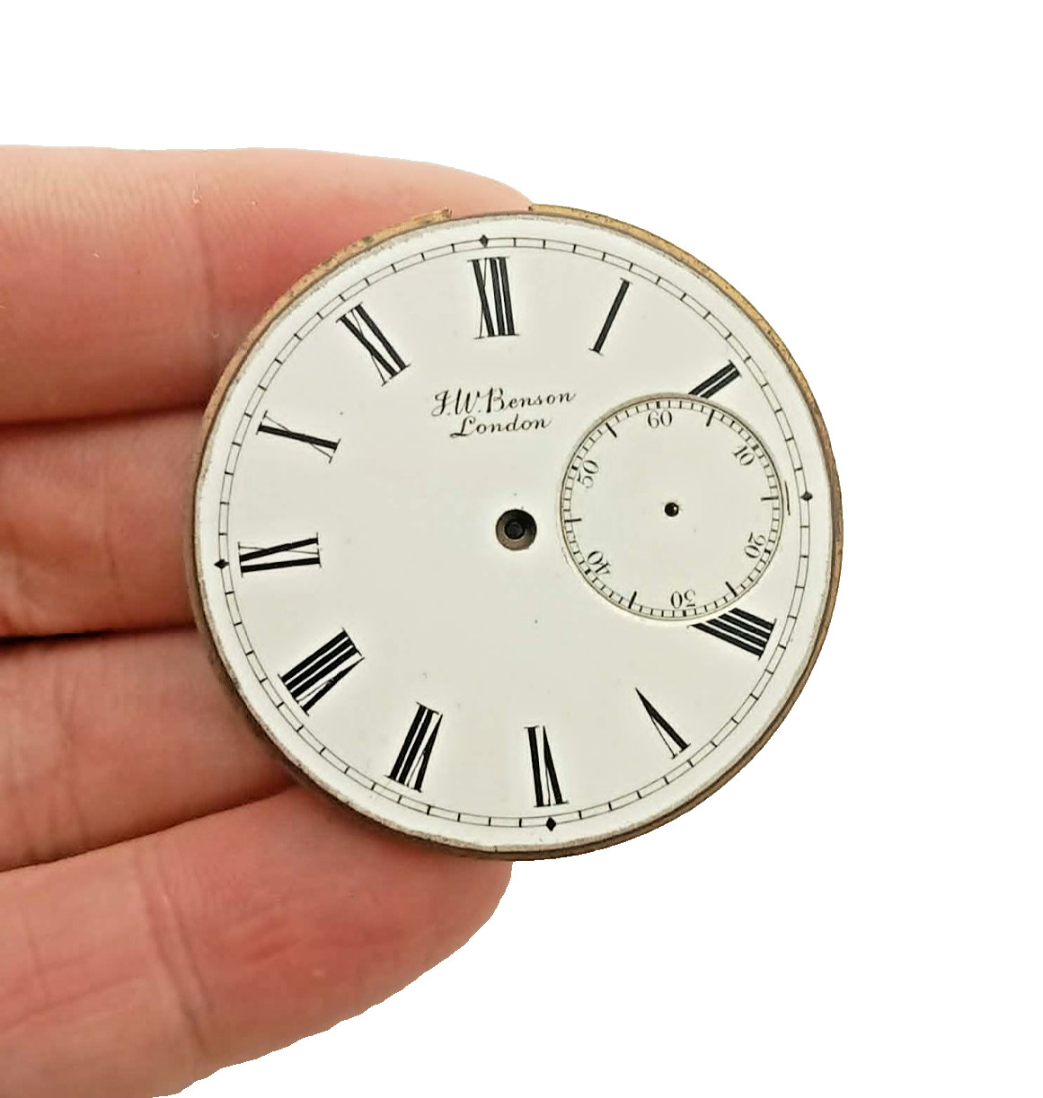 Antique J.W. Benson London Brass Pocket Watch Movement Mechanism