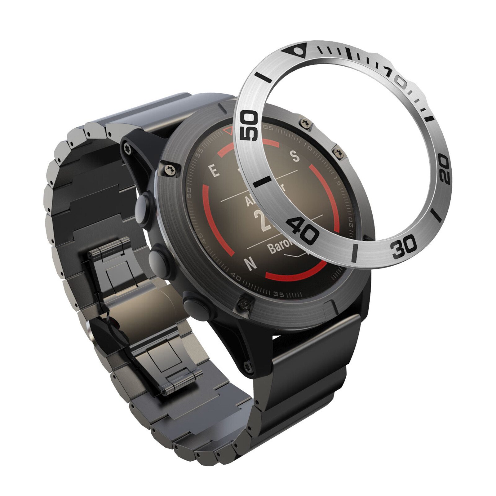 For Garmin Fenix 5X/5X Plus Metal Watch Bezel Ring Adhesive Cover Frame Case Kit