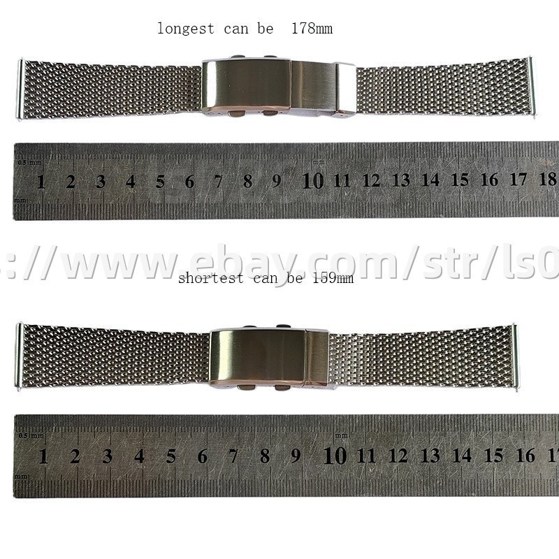 High Quality 20mm 316L Stainless Steel Mesh Watch Band Strap Bracelet Adjustable
