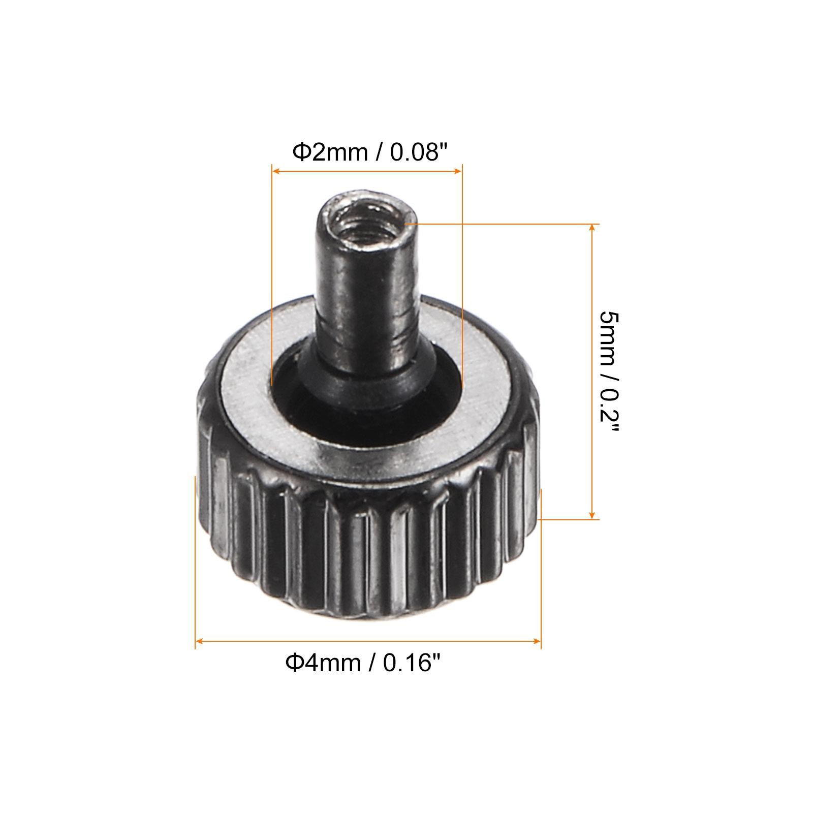 2Pcs 5x4mm Watch Crown SUS304 Flat Head Long Stem Watch Crown 2mm ID Black]