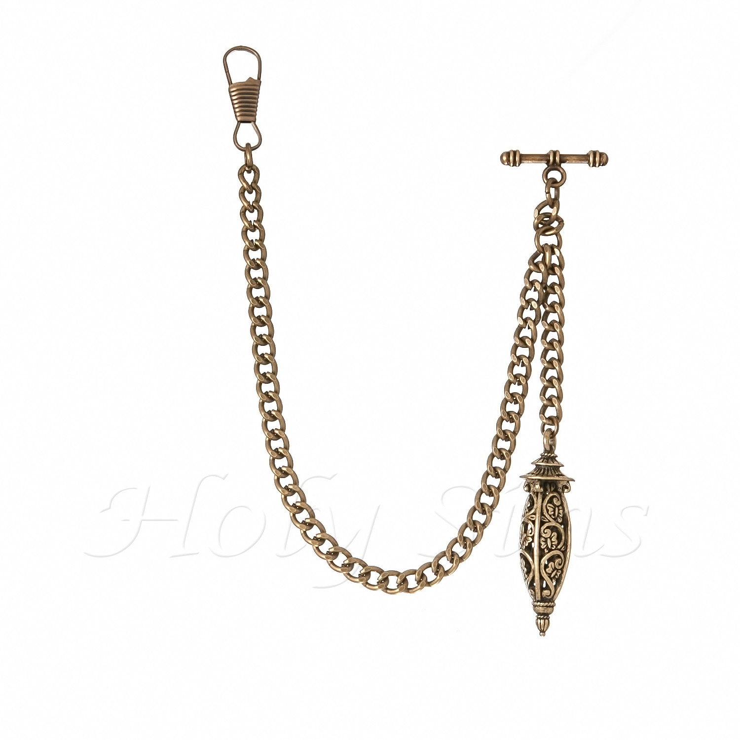 Brand New Bronze Colour Single Albert Pocket Watch Fob Chain With Pendant