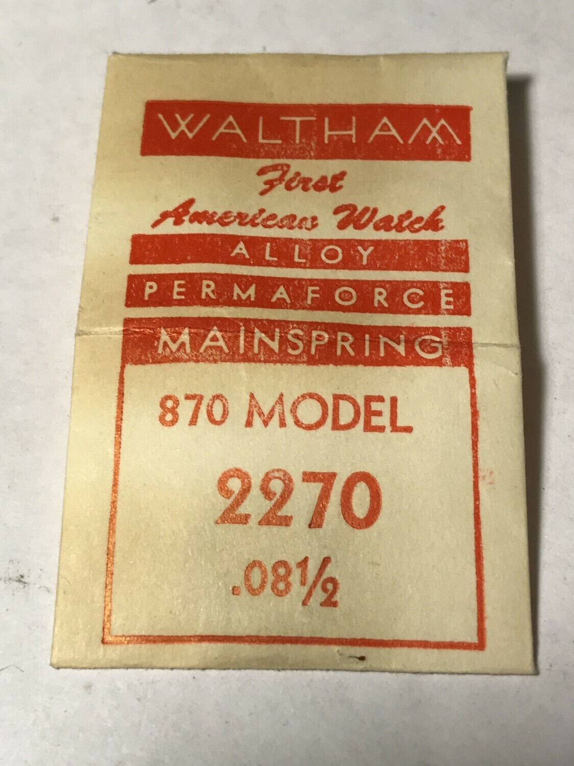 Waltham Factory Mainspring for Model 870 – 875 Movements No. 2270 / 2242- Alloy