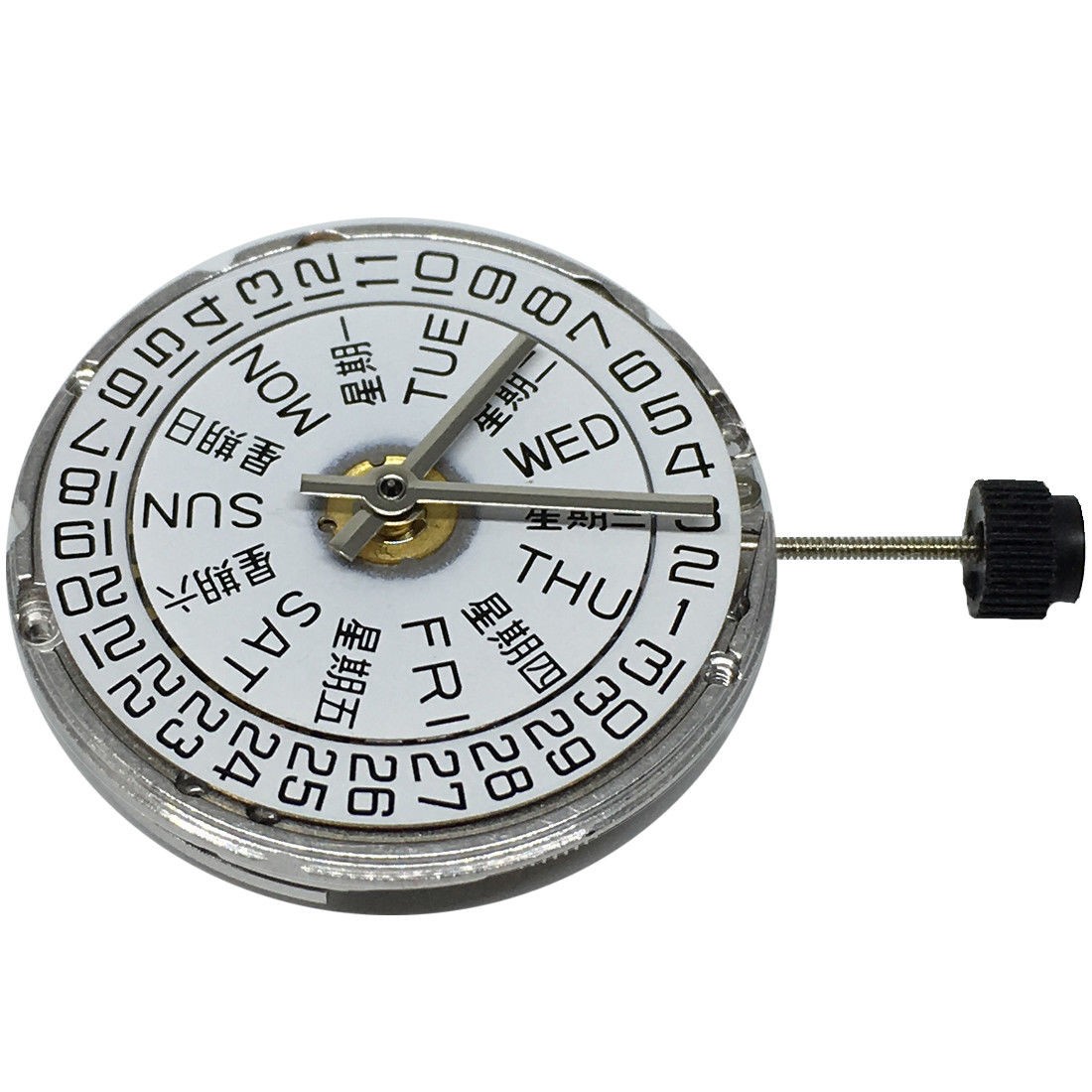 White/Gold Day/Date@3 Automatic Watch Movement For ETA 2836-2 SELLITA SW220 H