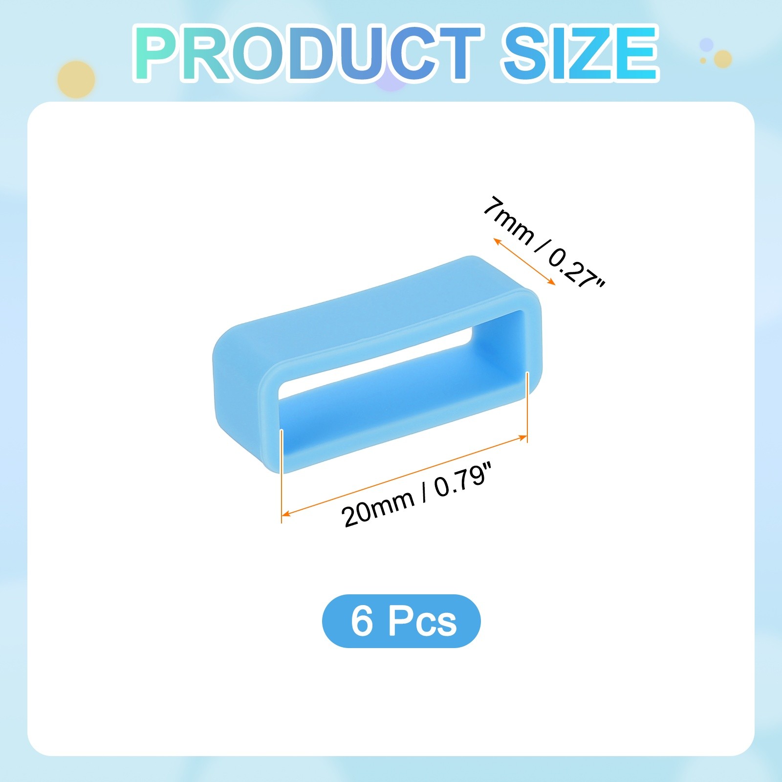 6Pcs, Watch Band Loop 20mm Silicone Watch Strap Retainer Loop Blue
