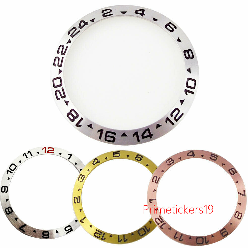38mmx30.6mm Silver/Golden/Pink Sloping Steel Watch Bezel Insert Fit 40mm Watch