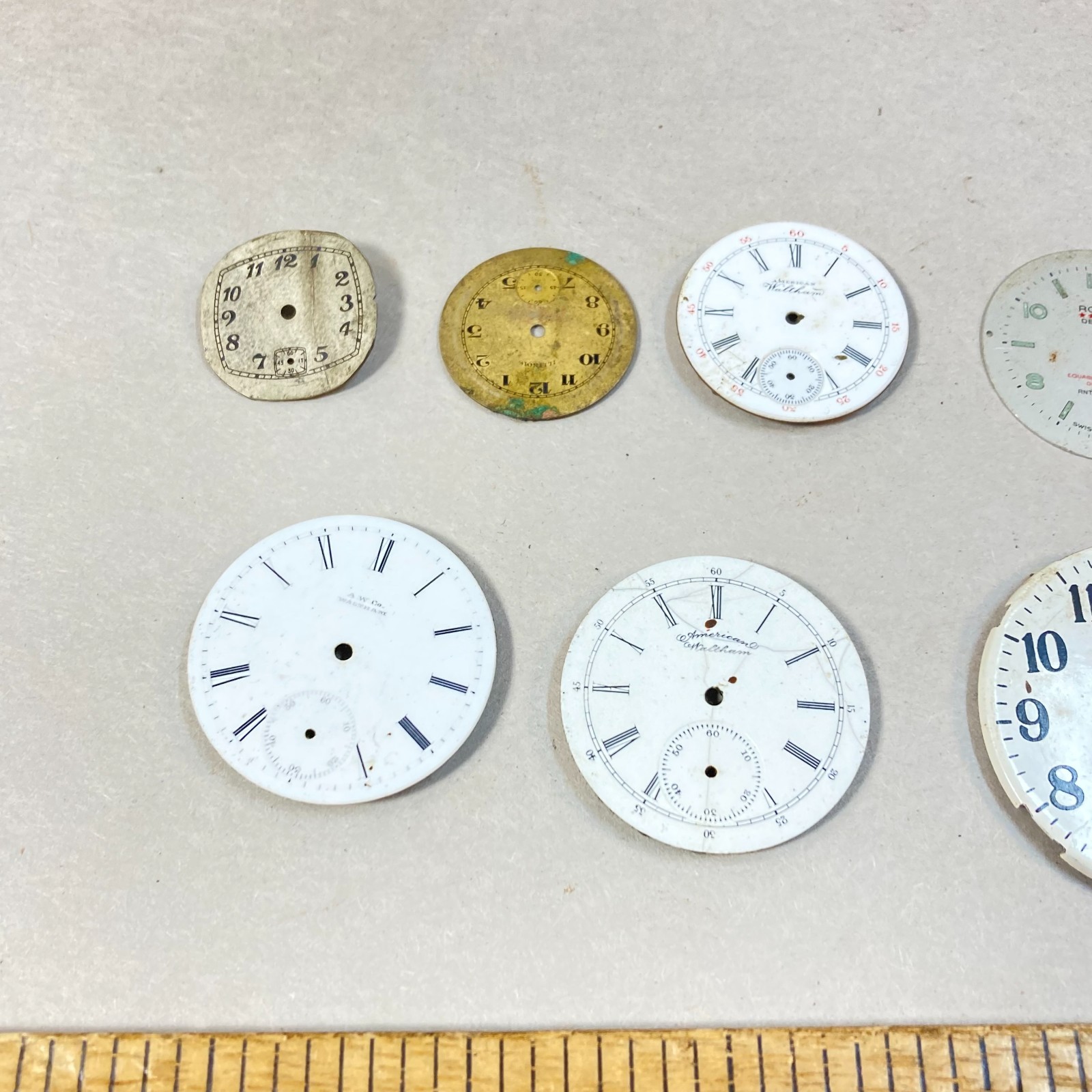 Vintage Watch Faces 11 Pc Waltham Gruen Other Replacement Parts