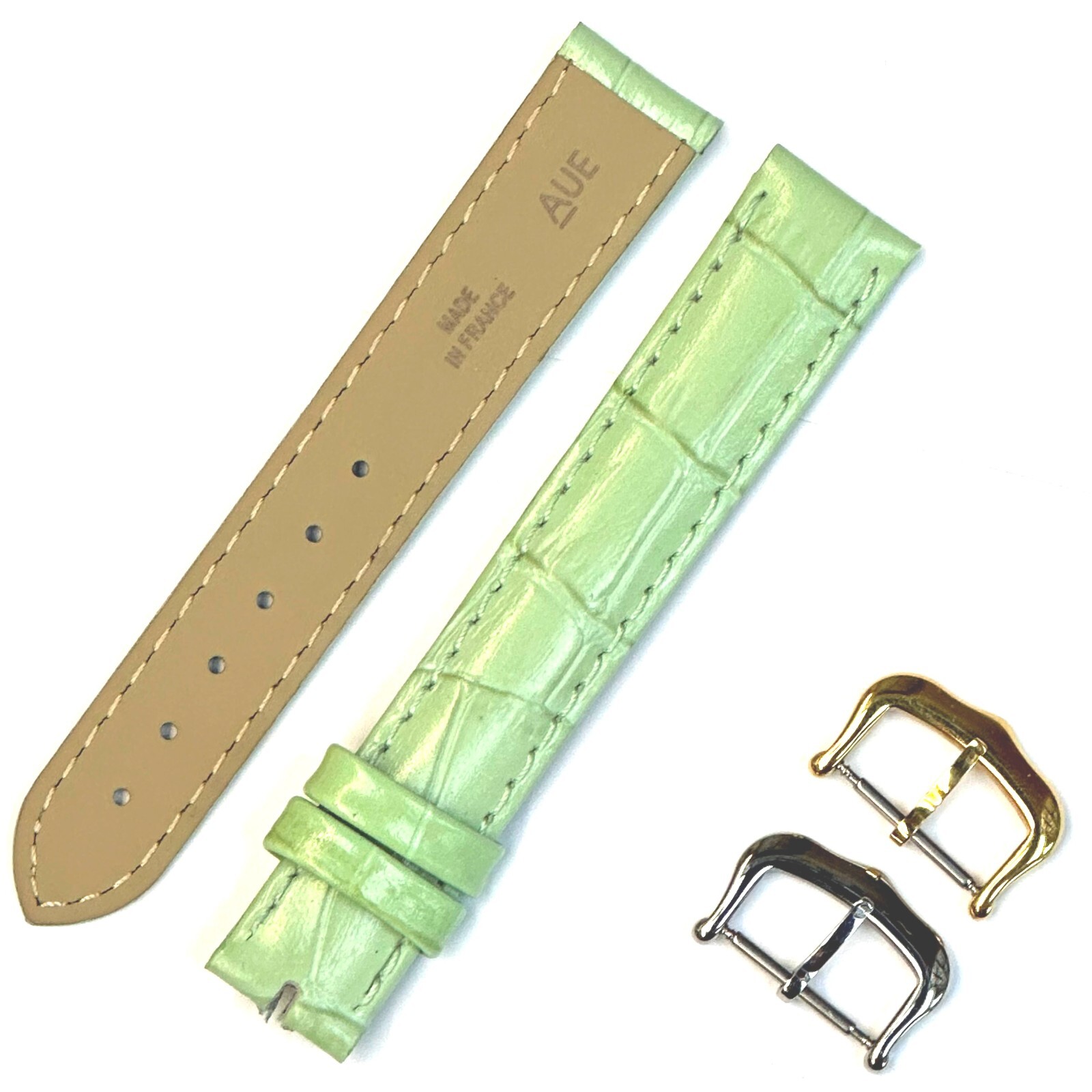 Watch Band For Cartier Tank Antique Alligator Grain Size 18x16mm L. Green Color