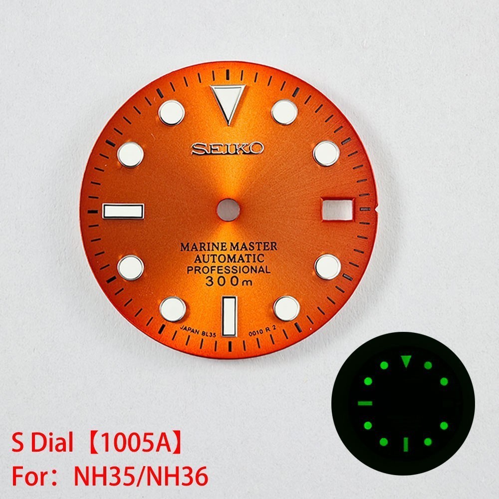 28.5mm Seiko Sunburst Watch Dial Green Luminous Fit NH35 NH36 Movement