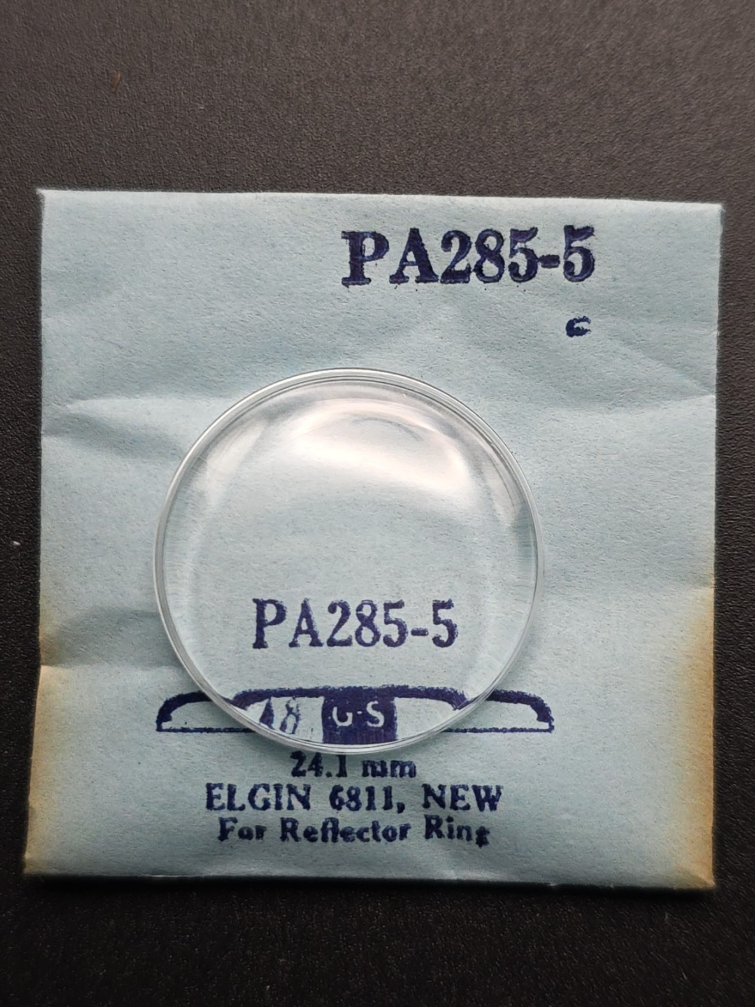 G-S Watch Crystal PA285-5 24.1mm Elgin 6811 New For Reflector Ring